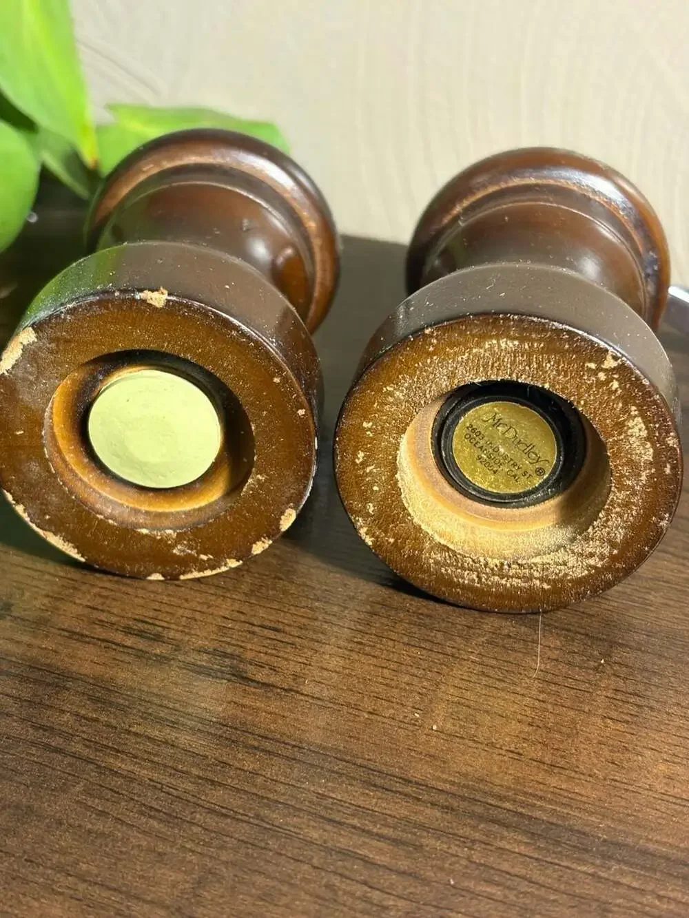 Vintage Mr. Dudley Dark Wood Salt and Pepper Grinder Set